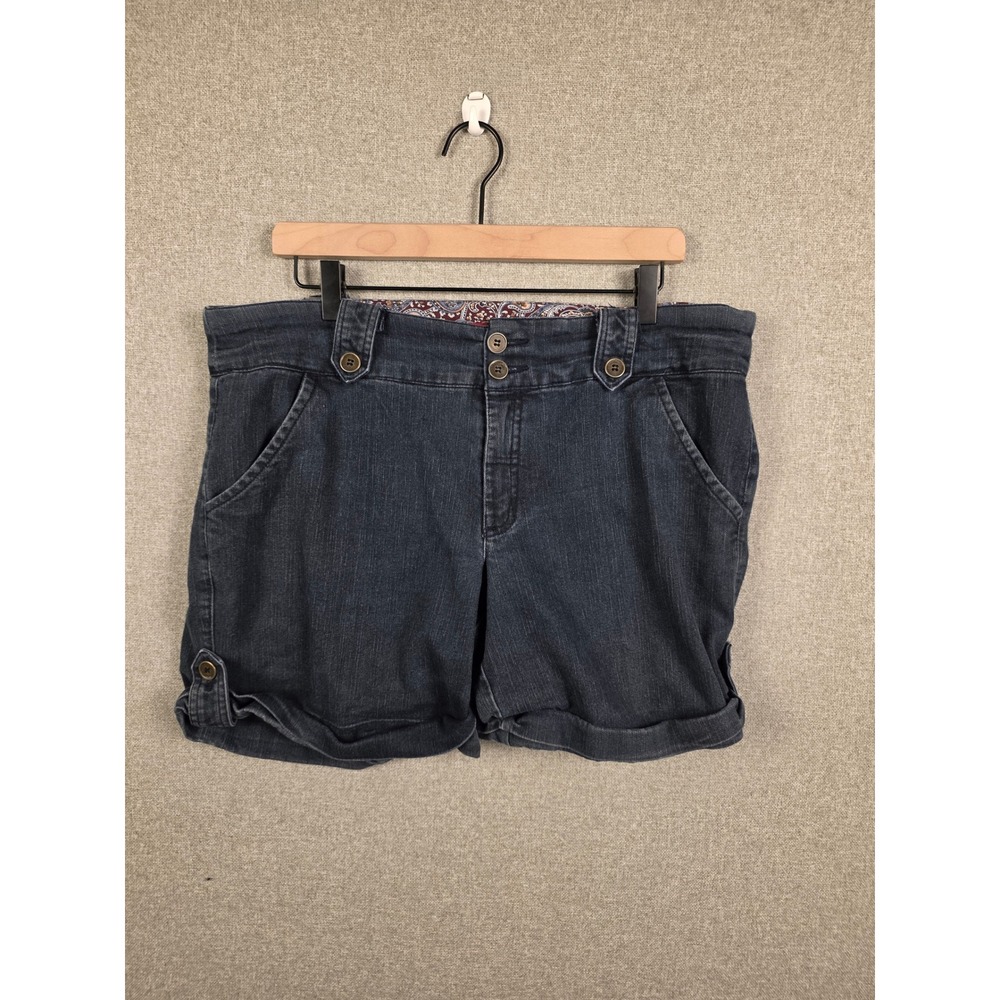 One 5 One Womens Dark Wash Denim Cuffed Shorts Size 14‎ Paisley Waist MSH7594Z